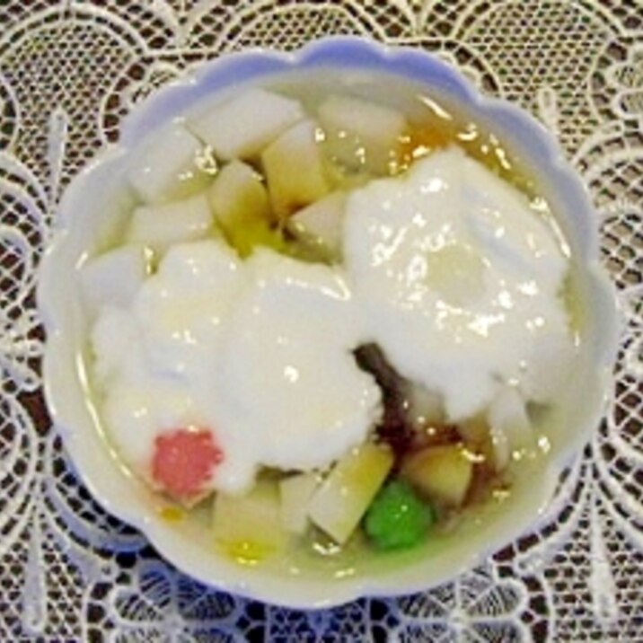 杏仁豆腐と金平糖のデザート